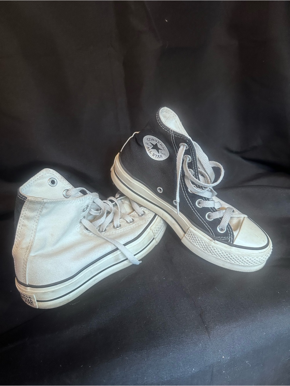 #S-1103 Converse Kids High Top Sneakers in Black and White